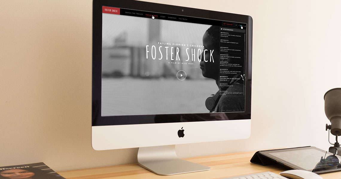 A screenshot of the foster shock home page on an apple screen